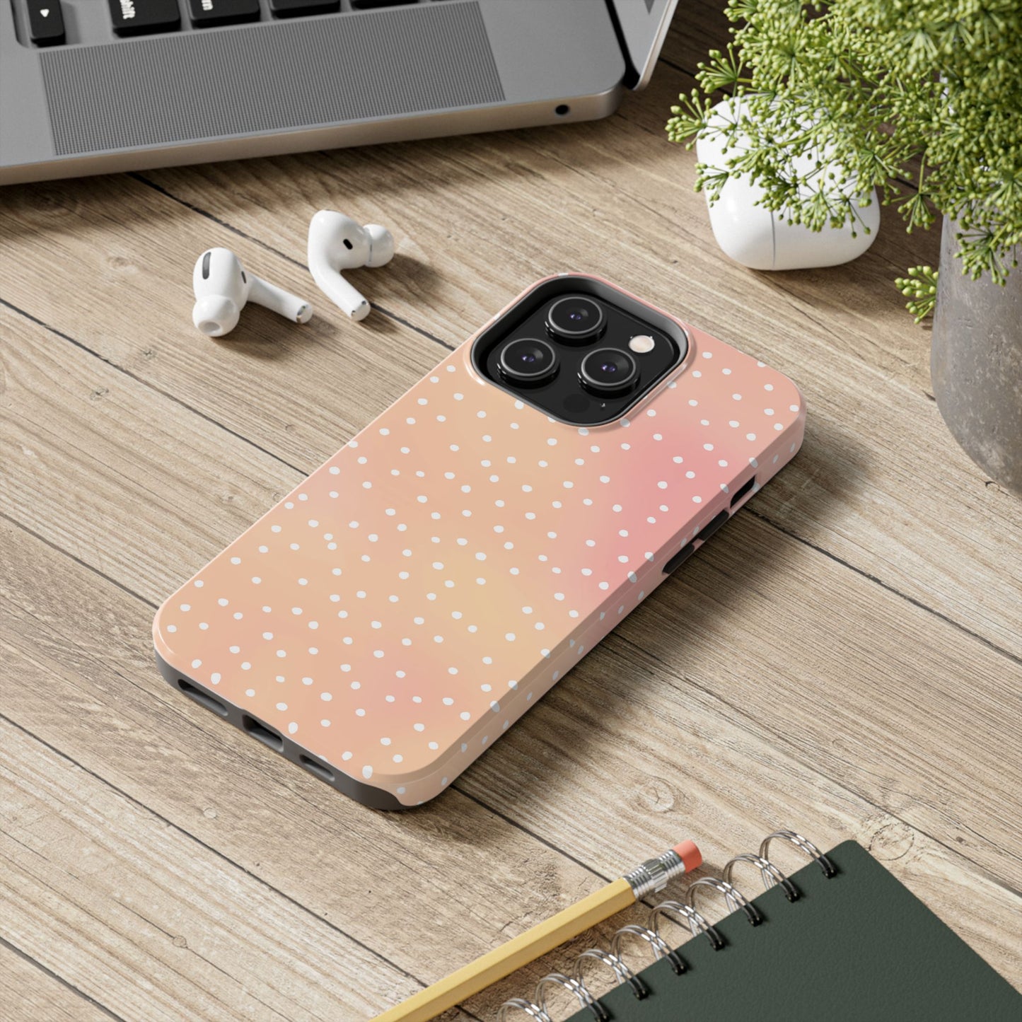 Dinky Dots Peach / White Phone Case