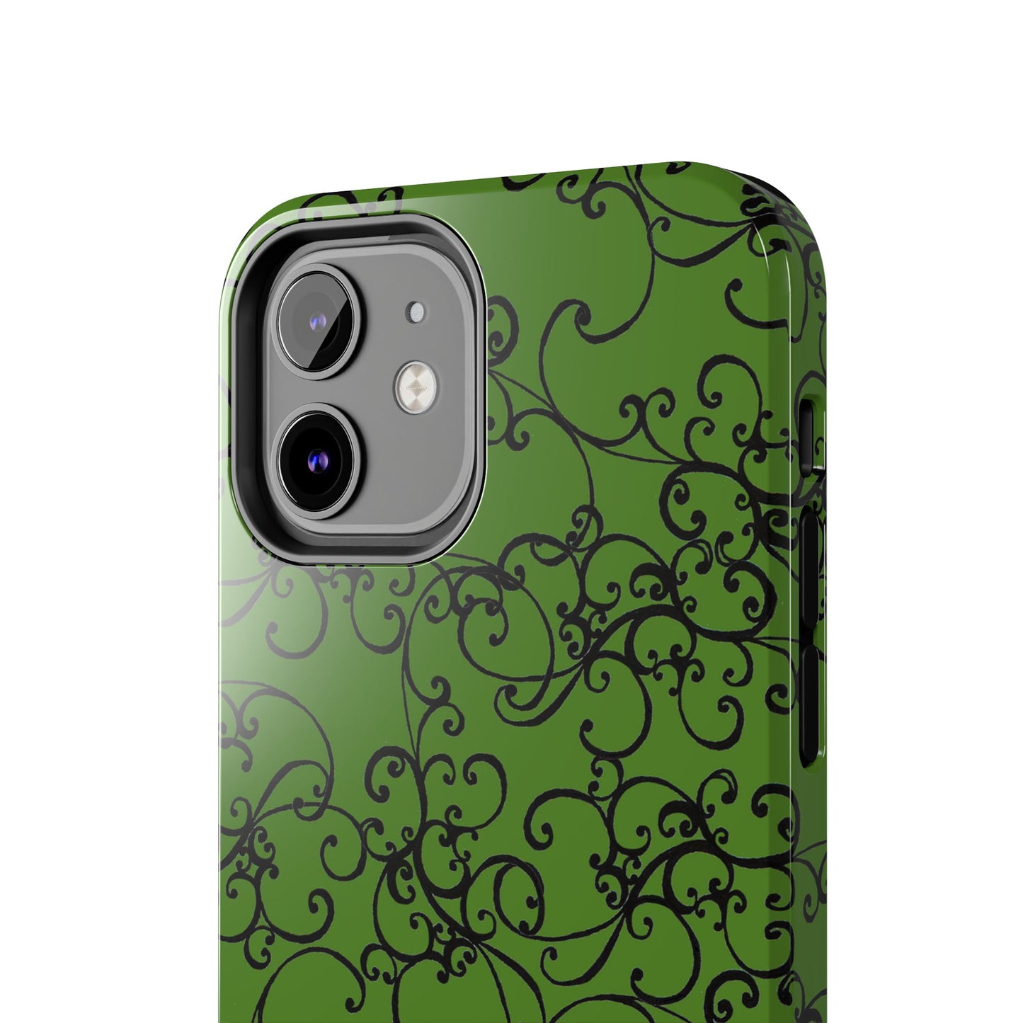 Elegant Scroll Green / Black Phone Case