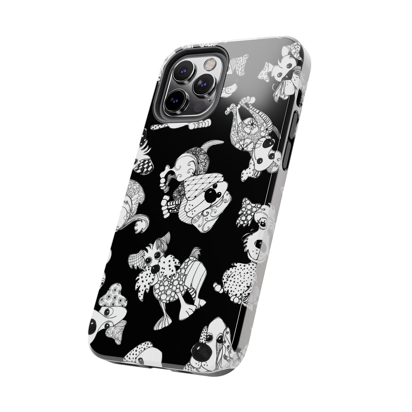 Doodle Dogs Black Phone Case