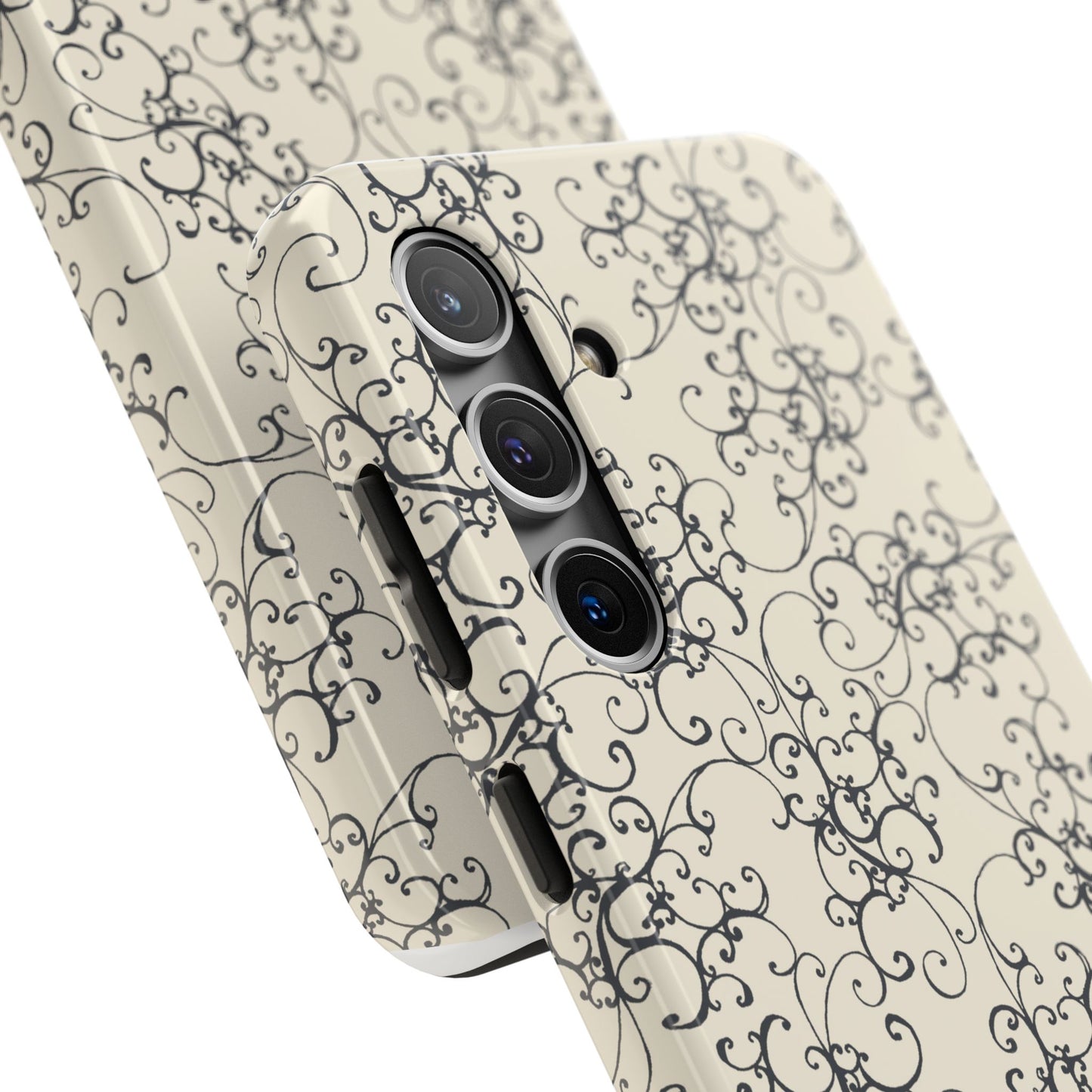 Elegant Scroll Ivory / Black Phone Case