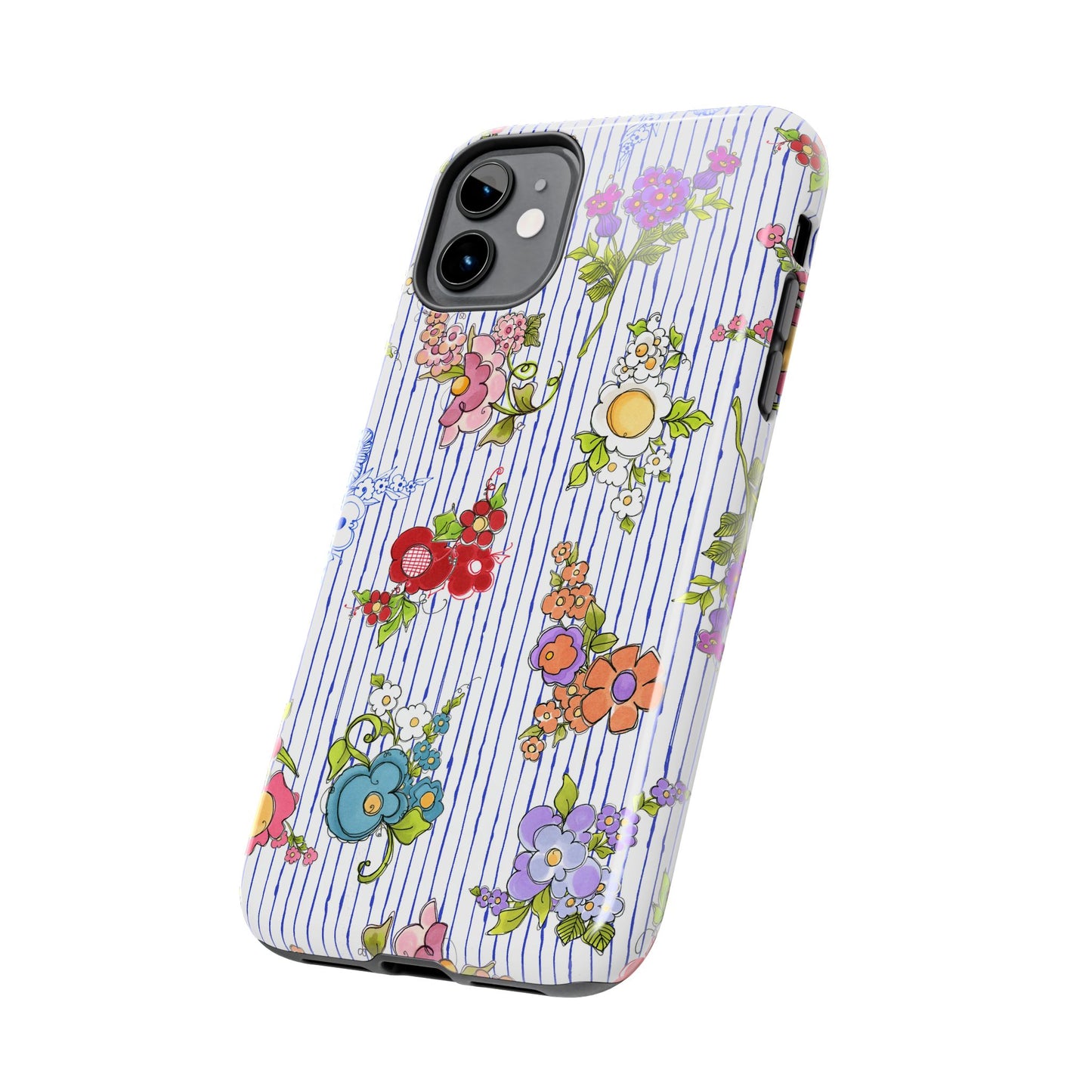 Mixed Bouquets Blue / White Phone Case