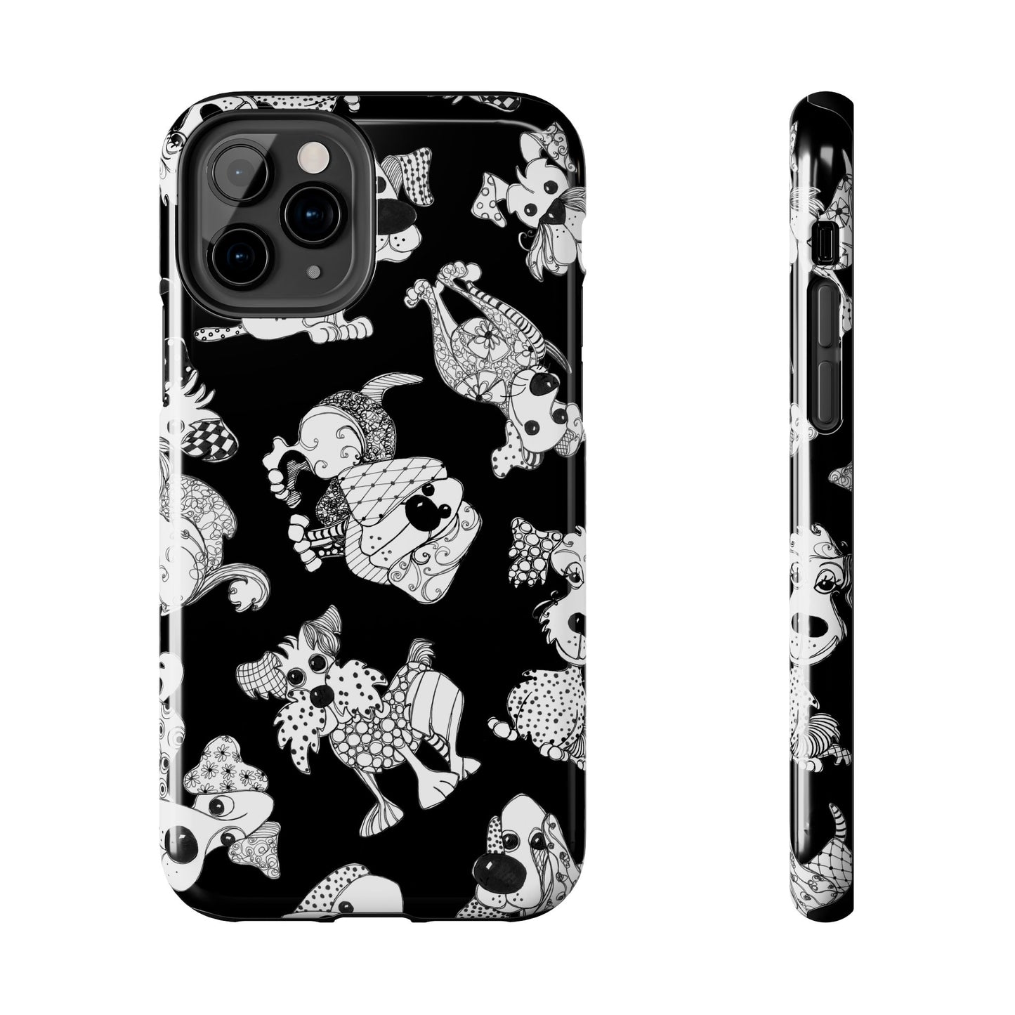 Doodle Dogs Black Phone Case