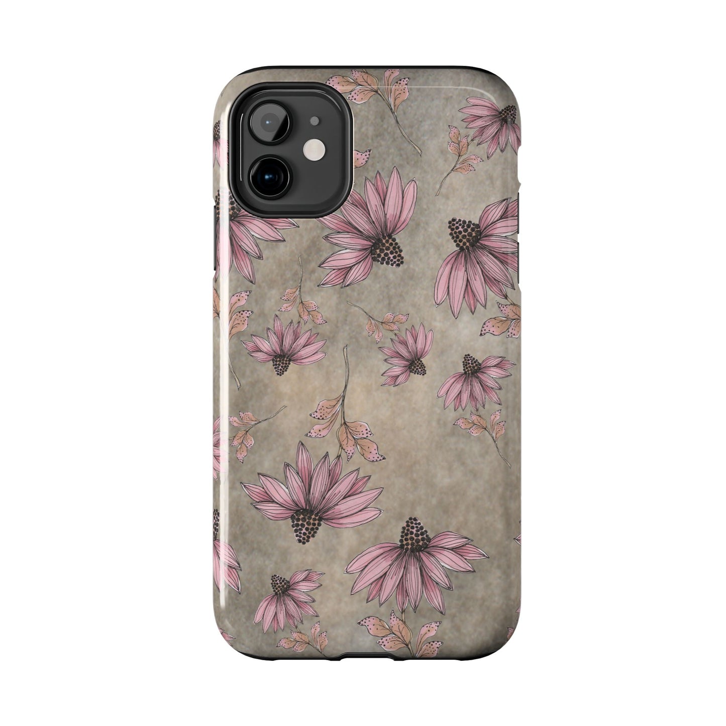 Wild Cone Flowers Taupe Marble Phone Case