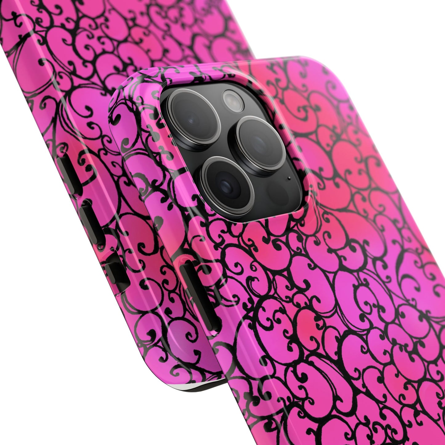 Scrollie Cerise / Black Phone Case