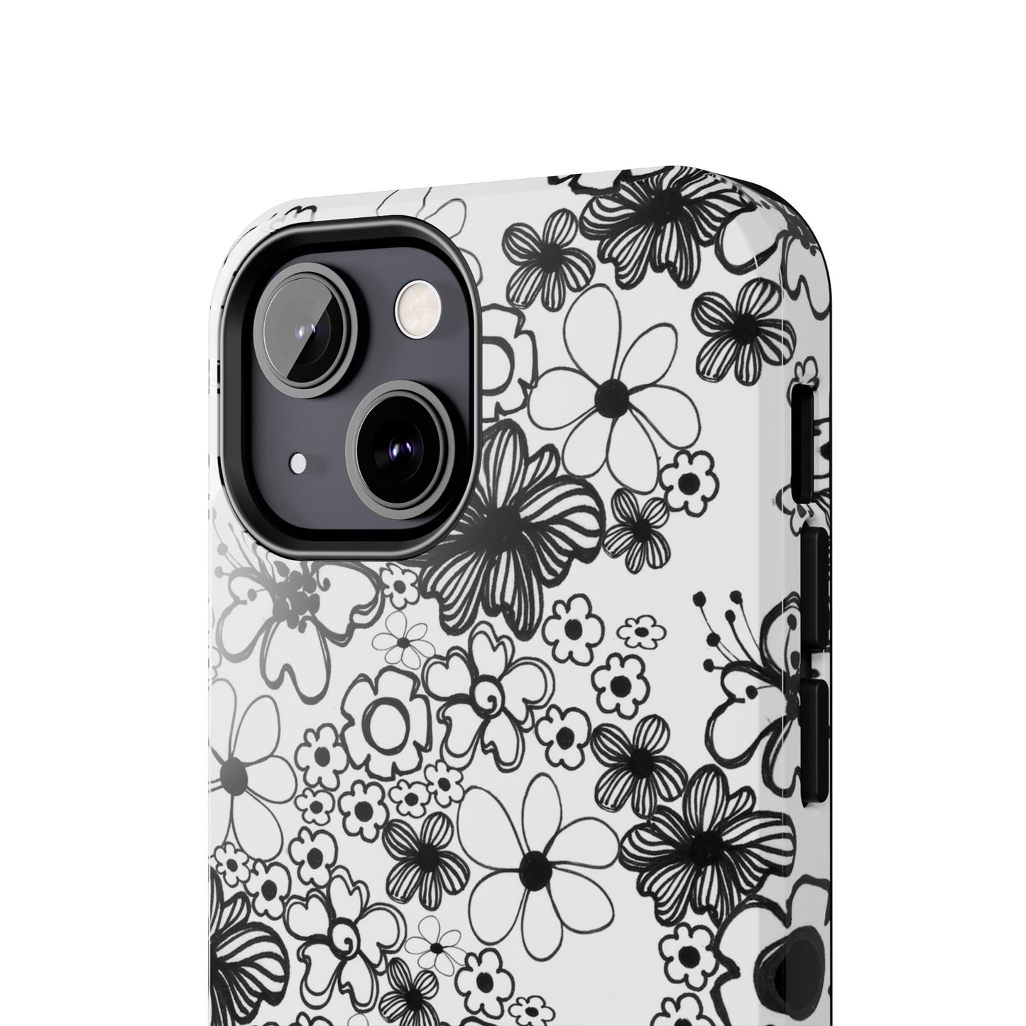 White and Black Flowers Phone Case