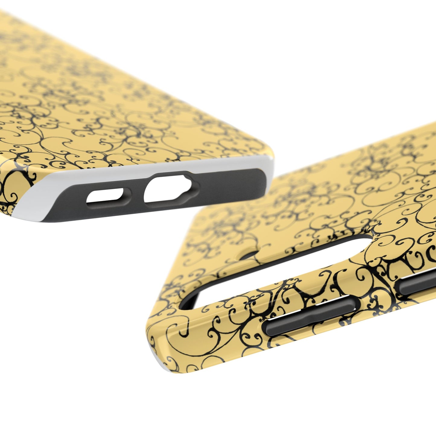 Elegant Scroll Yellow / Black Phone Case
