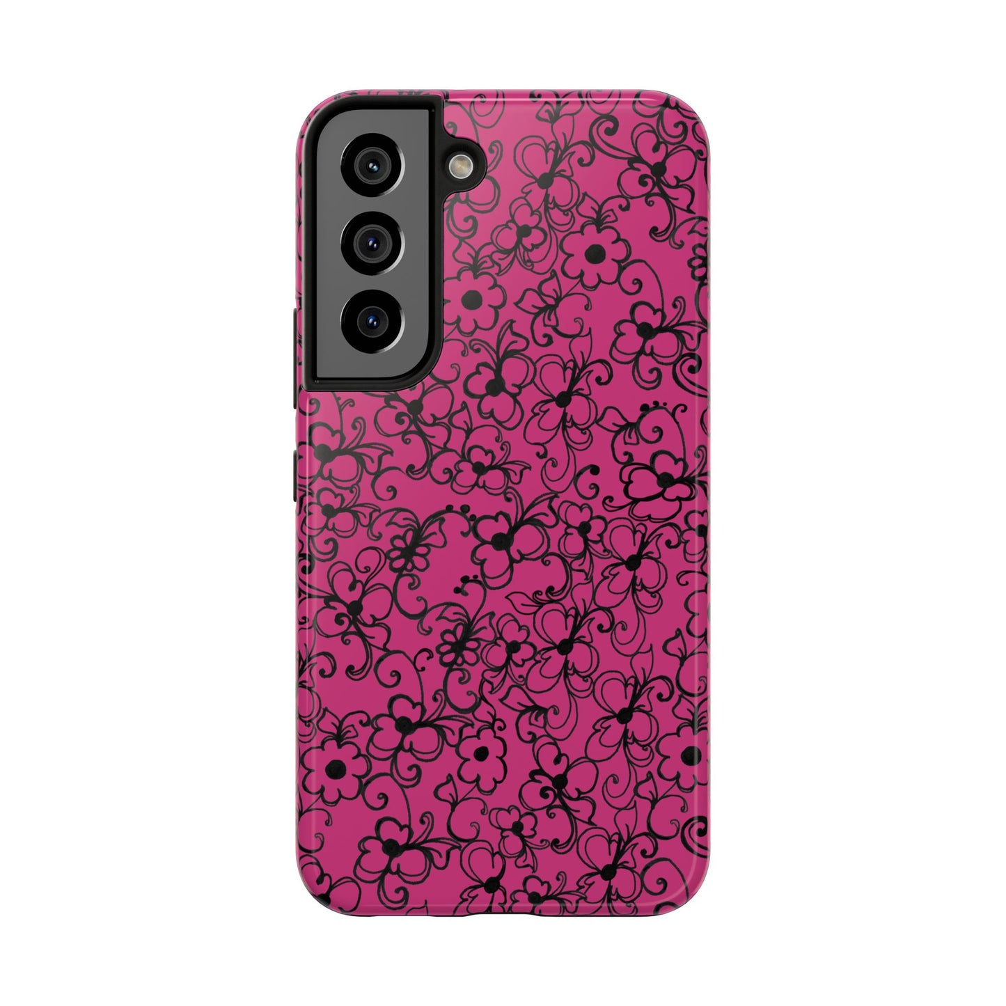Daisy Jungle Pink / Black Phone Case