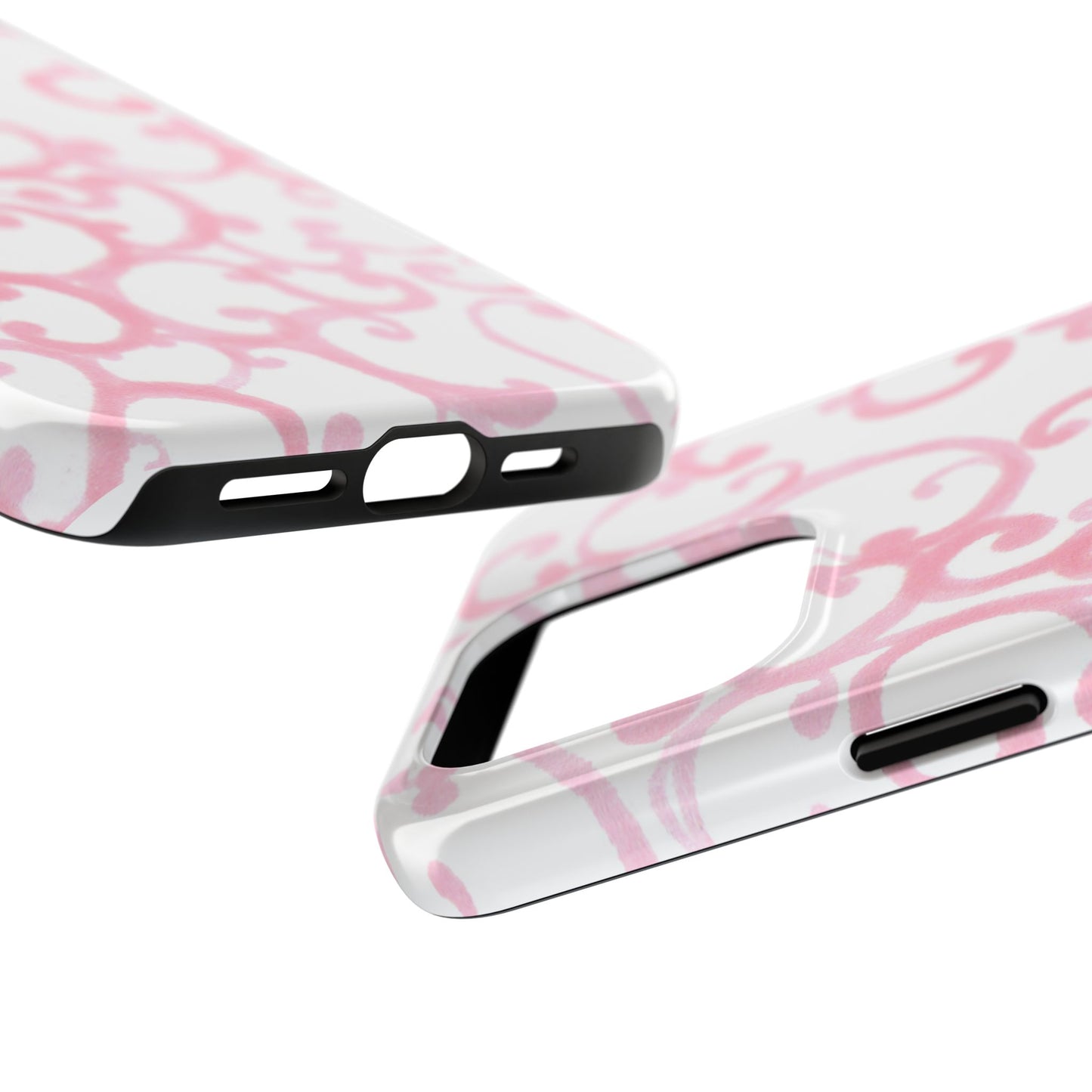 Scrollie White / Pink Phone Case