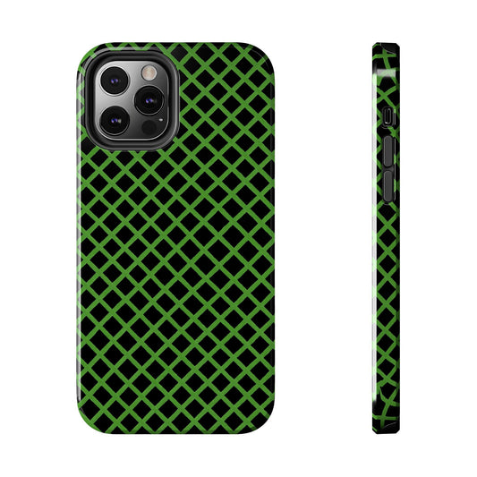 Trellis Green / Black Phone Case