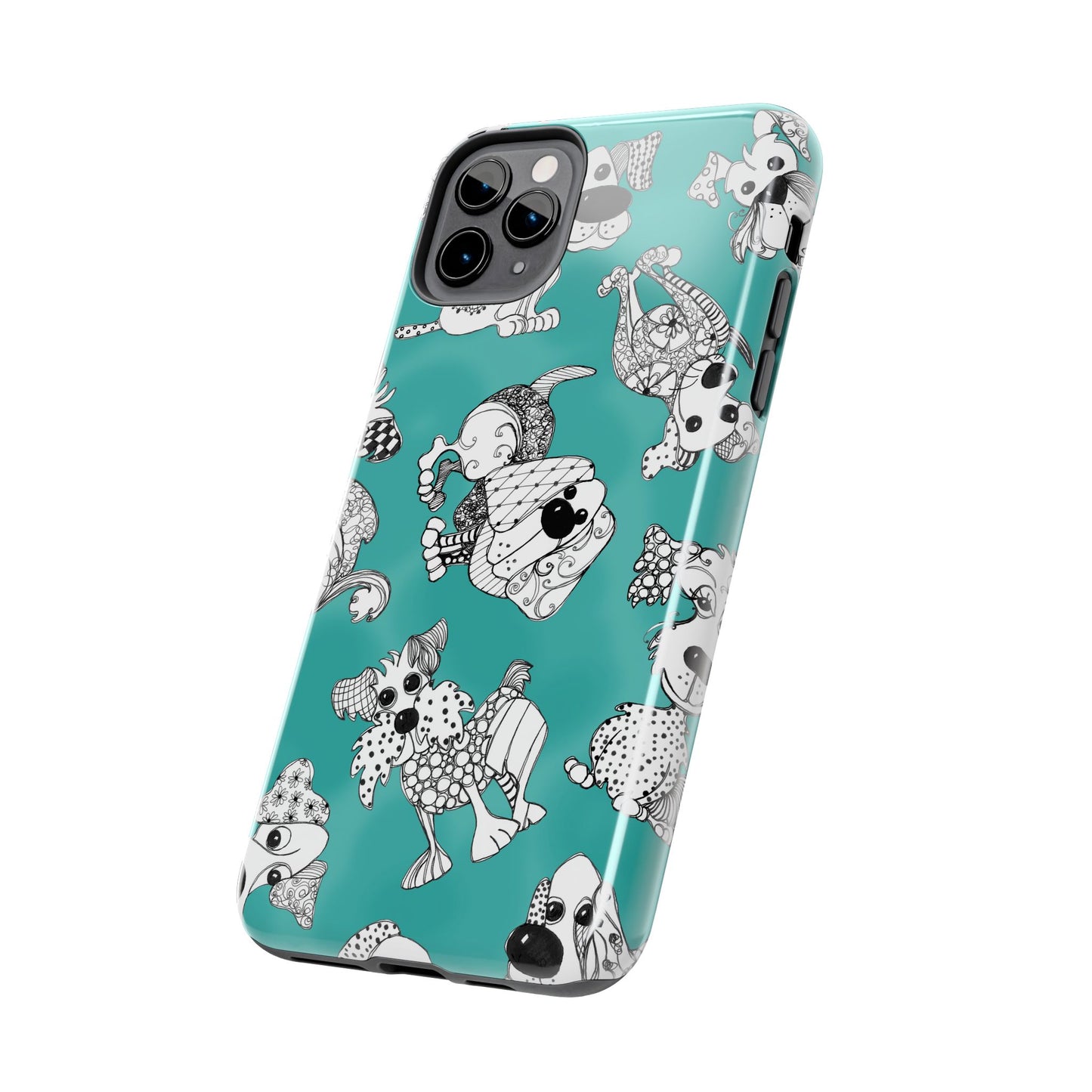 Doodle Dogs Turquoise Phone Case