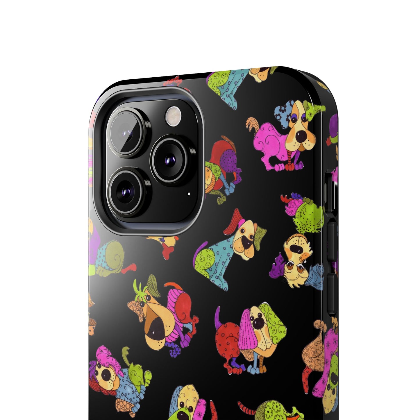 Tossed Happy Dogs Black Phone Case