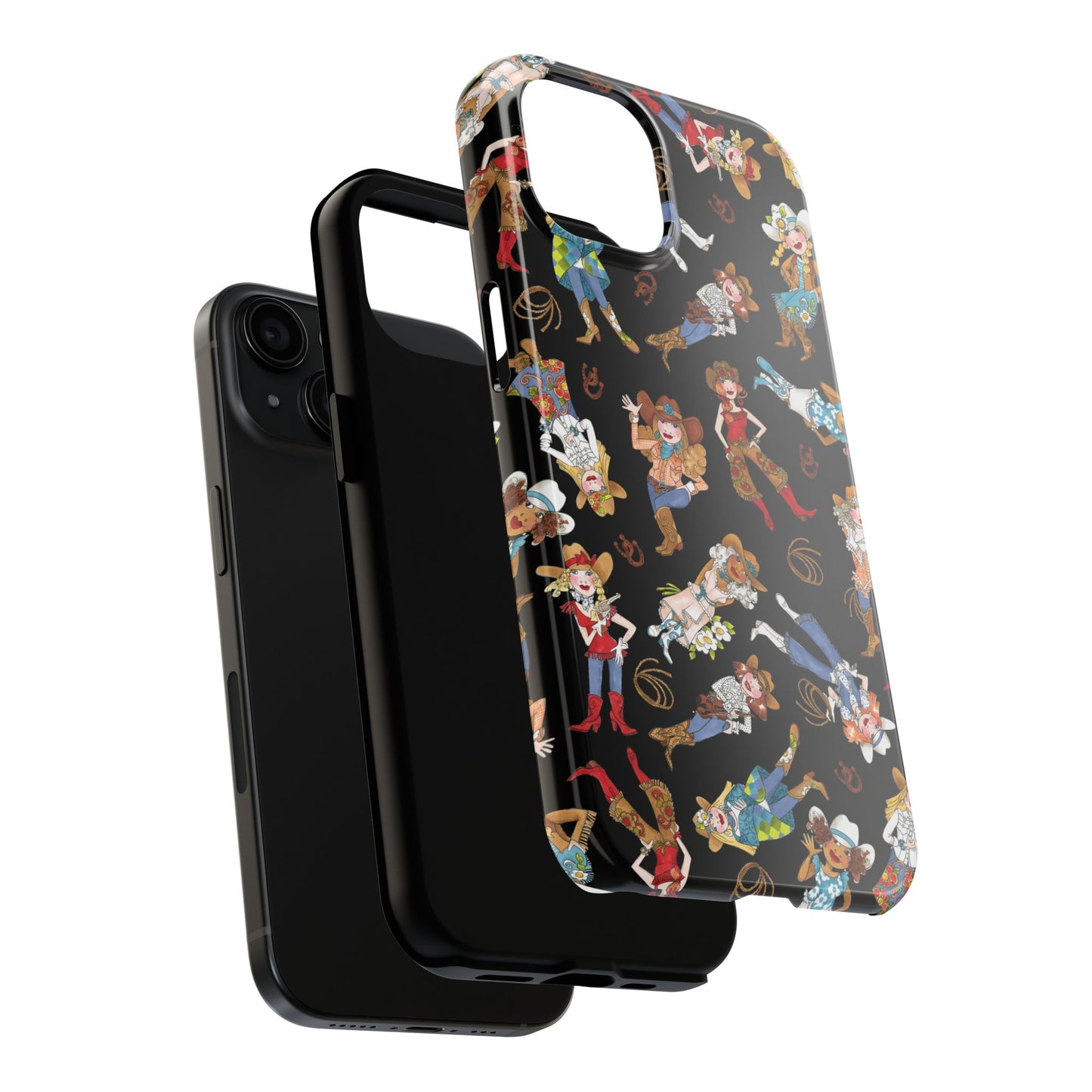 Tossed Cowgirls Black Phone Case