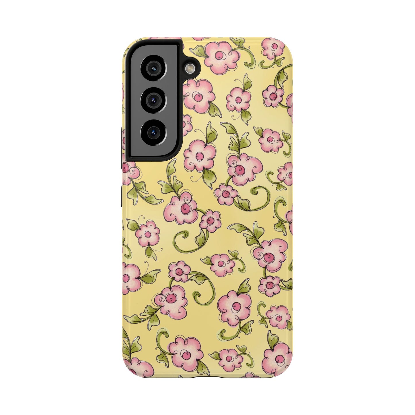 Scroll Daisies Yellow / Peach Phone Case