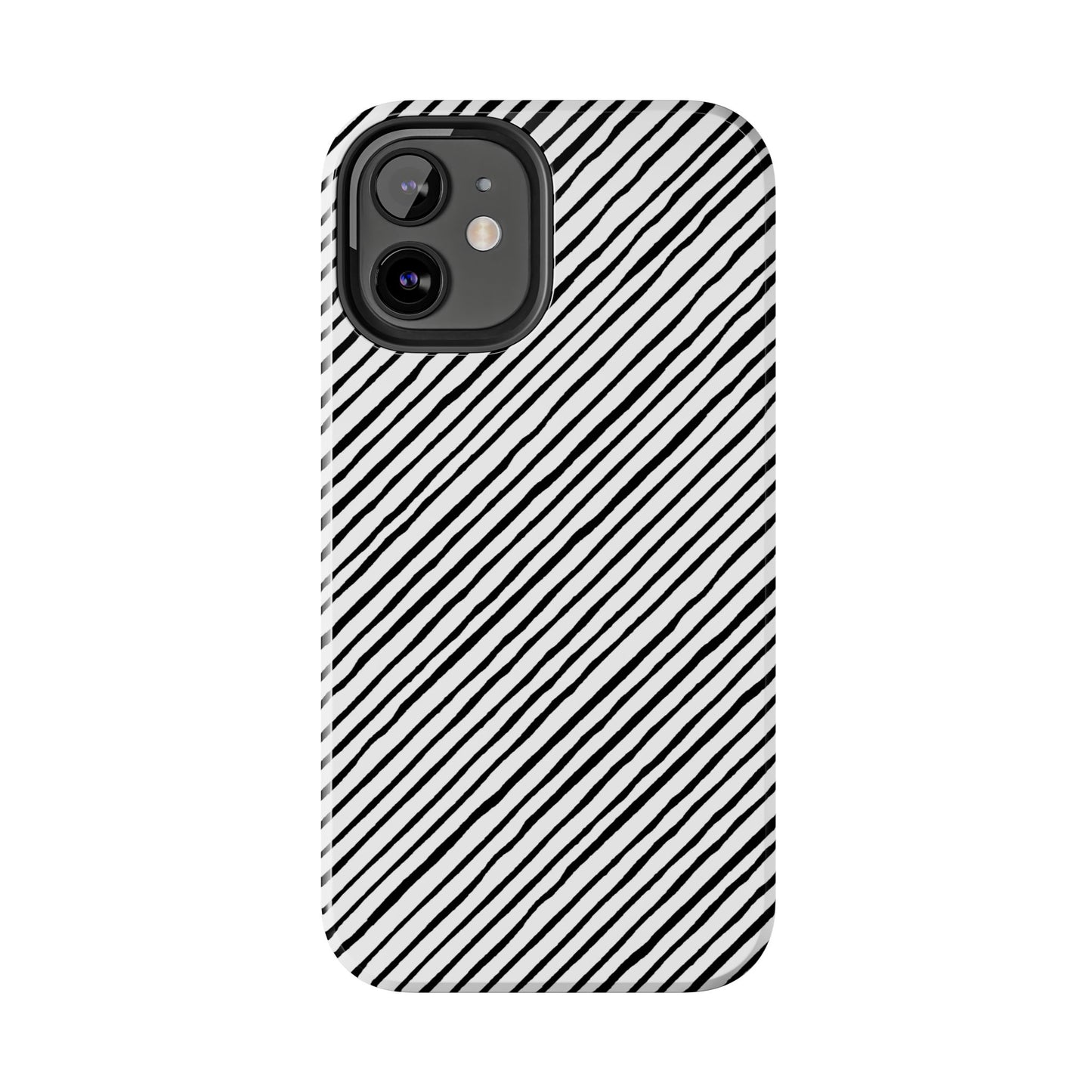 Quirky Bias Stripe White / Black Phone Case