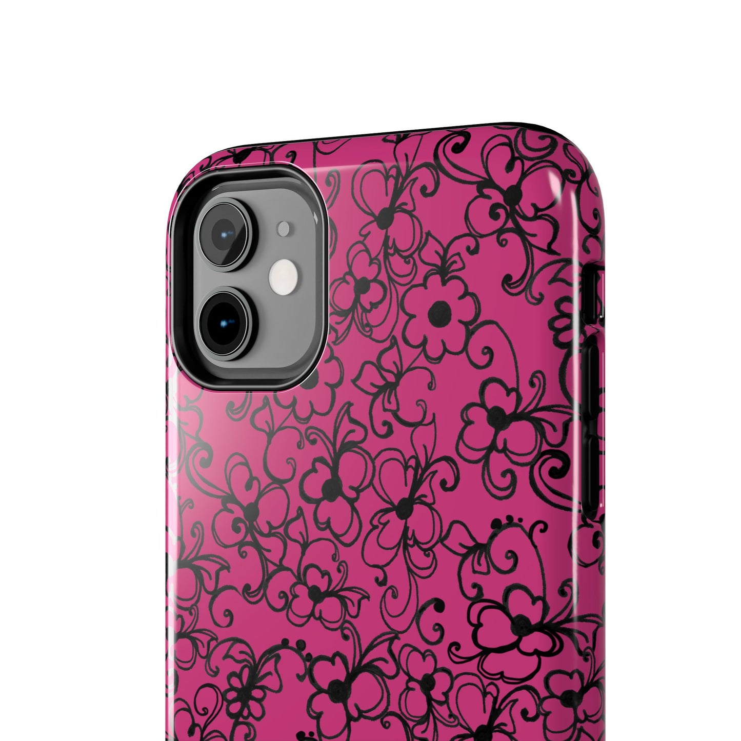 Daisy Jungle Pink / Black Phone Case