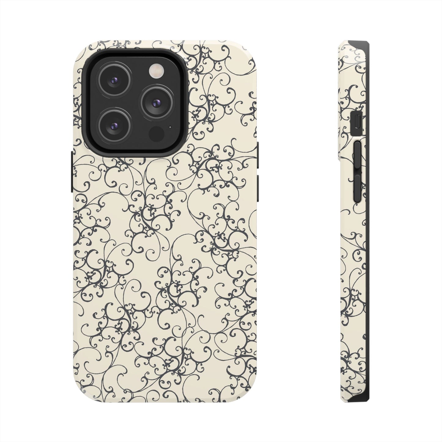 Elegant Scroll Ivory / Black Phone Case