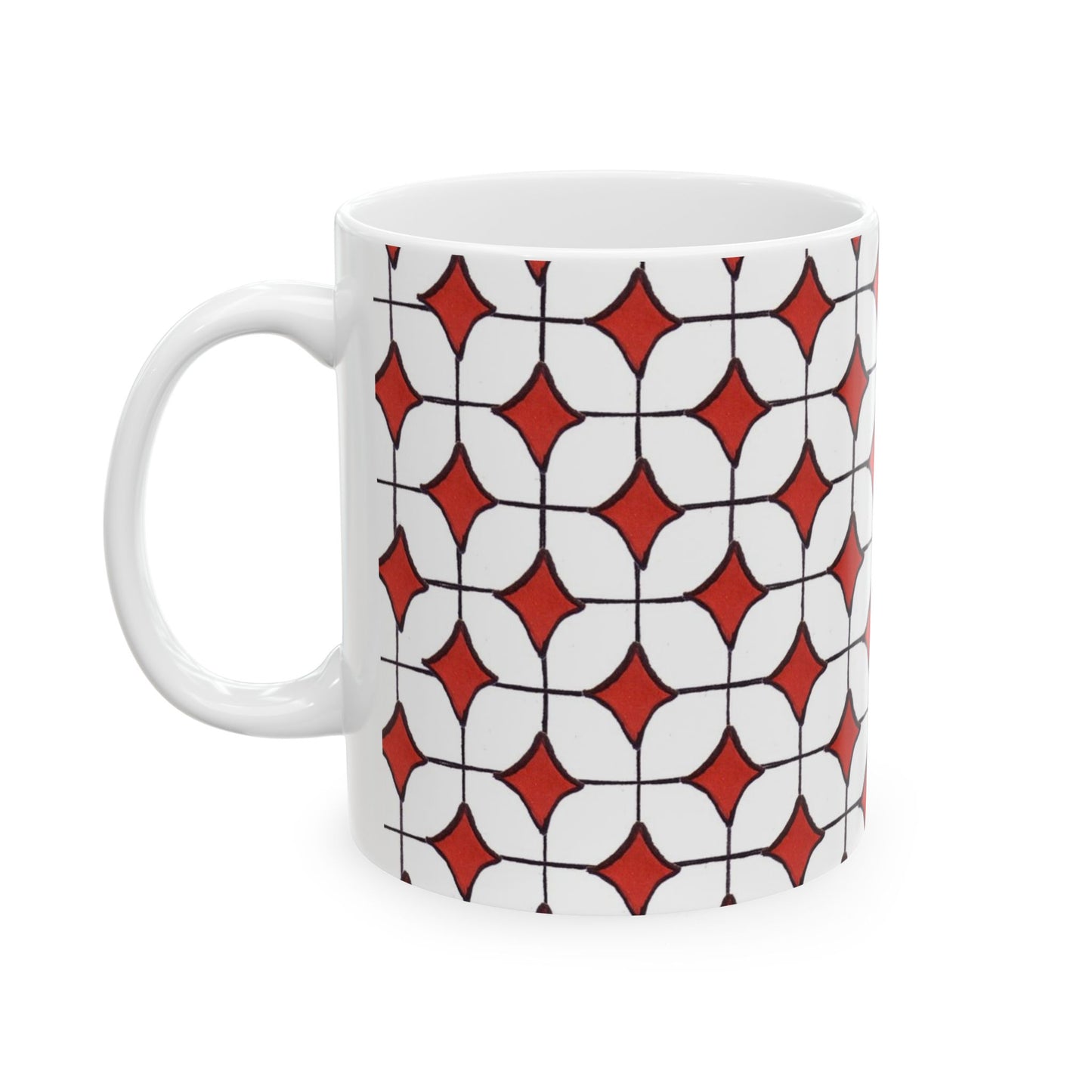 Tile-ish White / Red Cup