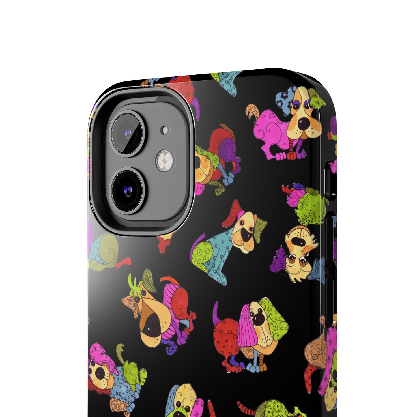 Tossed Happy Dogs Black Phone Case