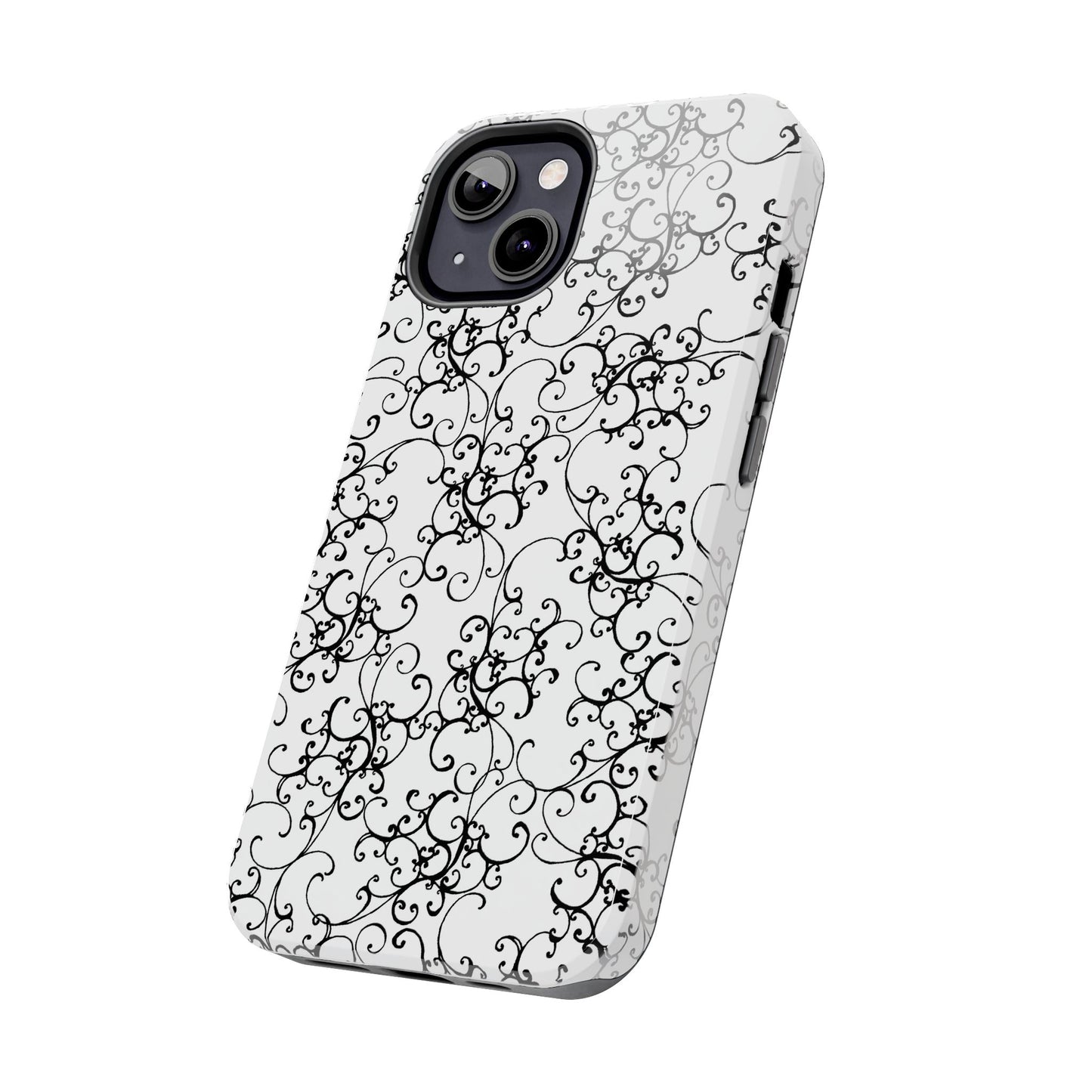 Elegant Scroll White / Black Phone Case