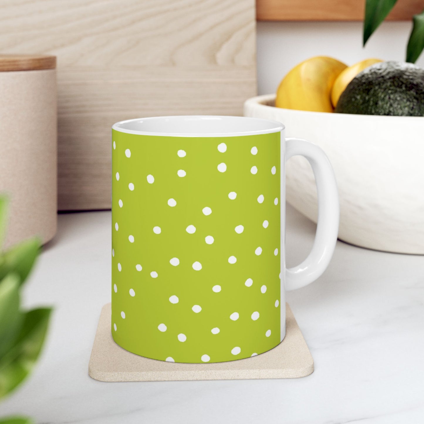 Dinky Dots Lime Green / White Cup