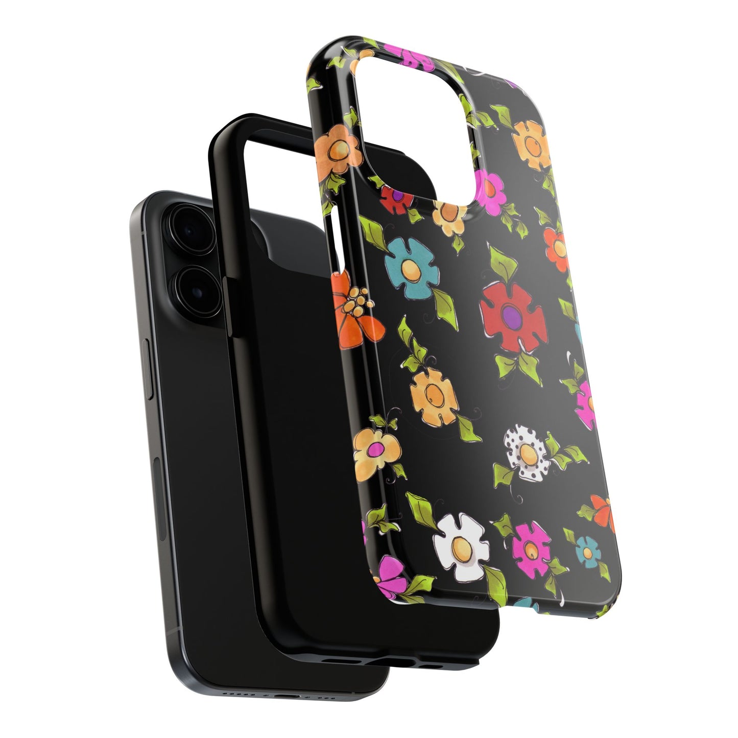 Dog Blooms Black Phone Case