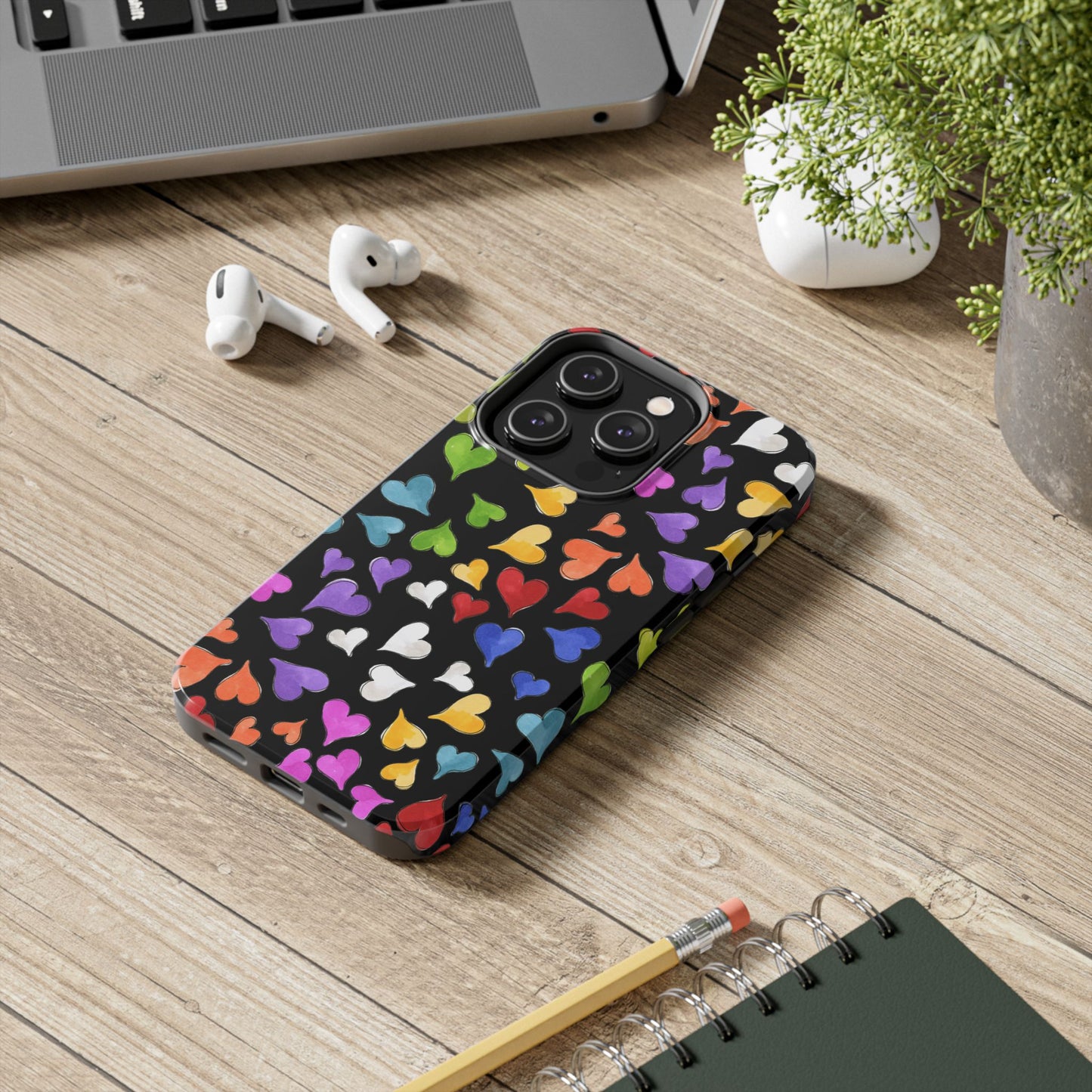 Happy Hearts Black Phone Case