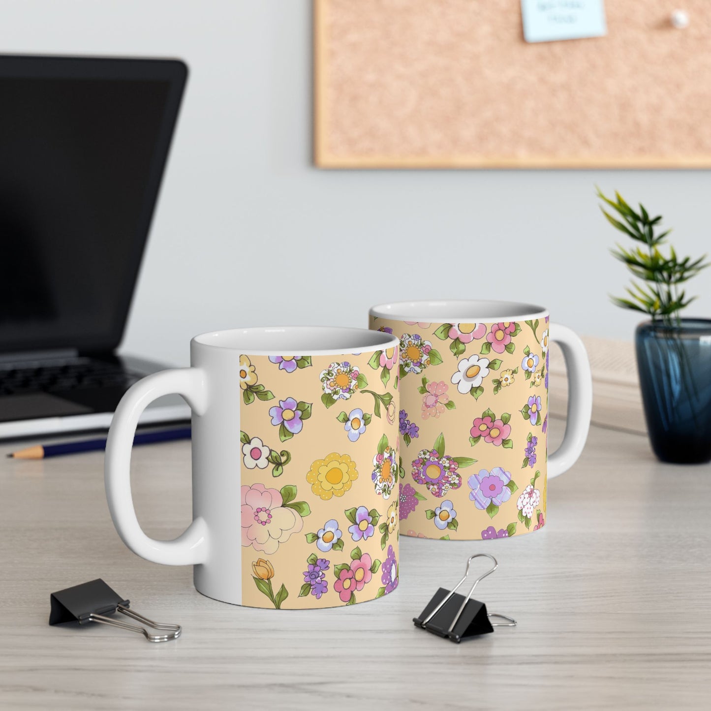 Flowery Yellow Cup