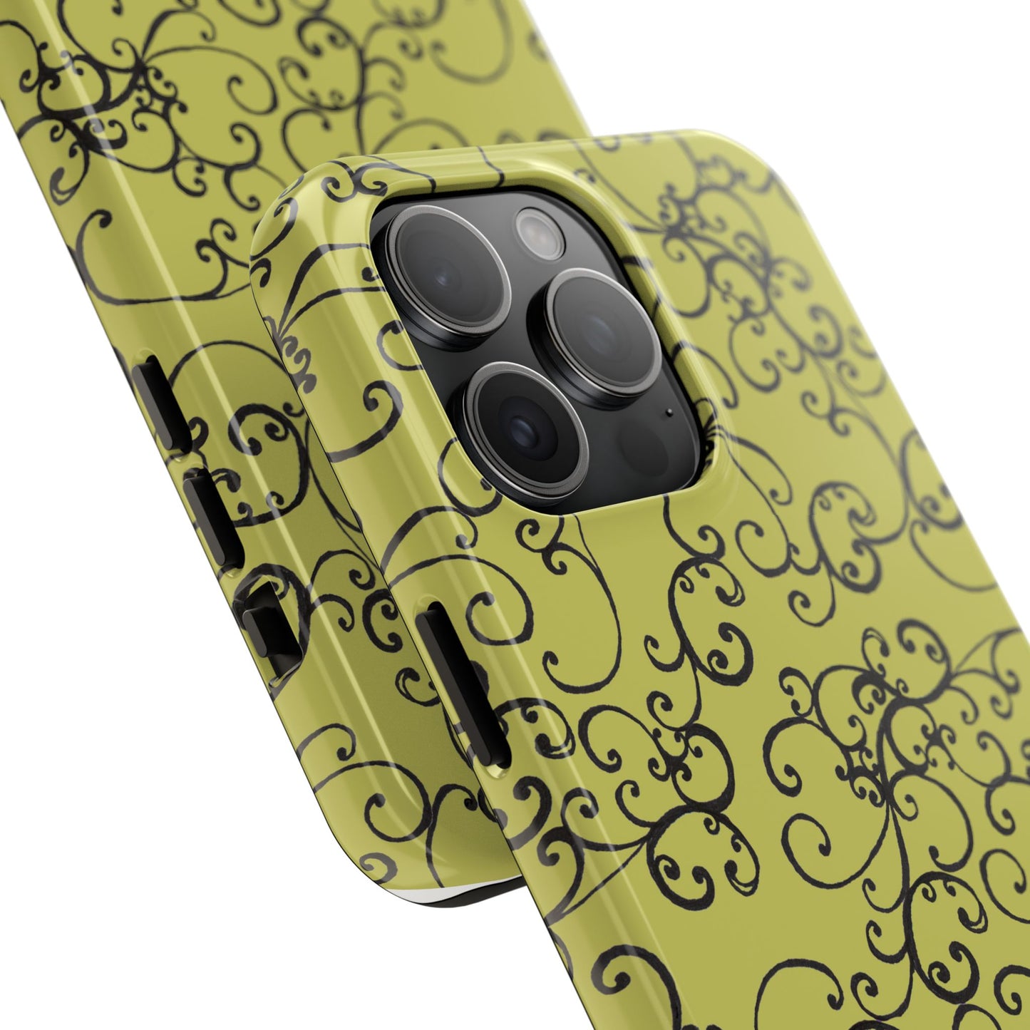 Elegant Scroll Green / Black Phone Case