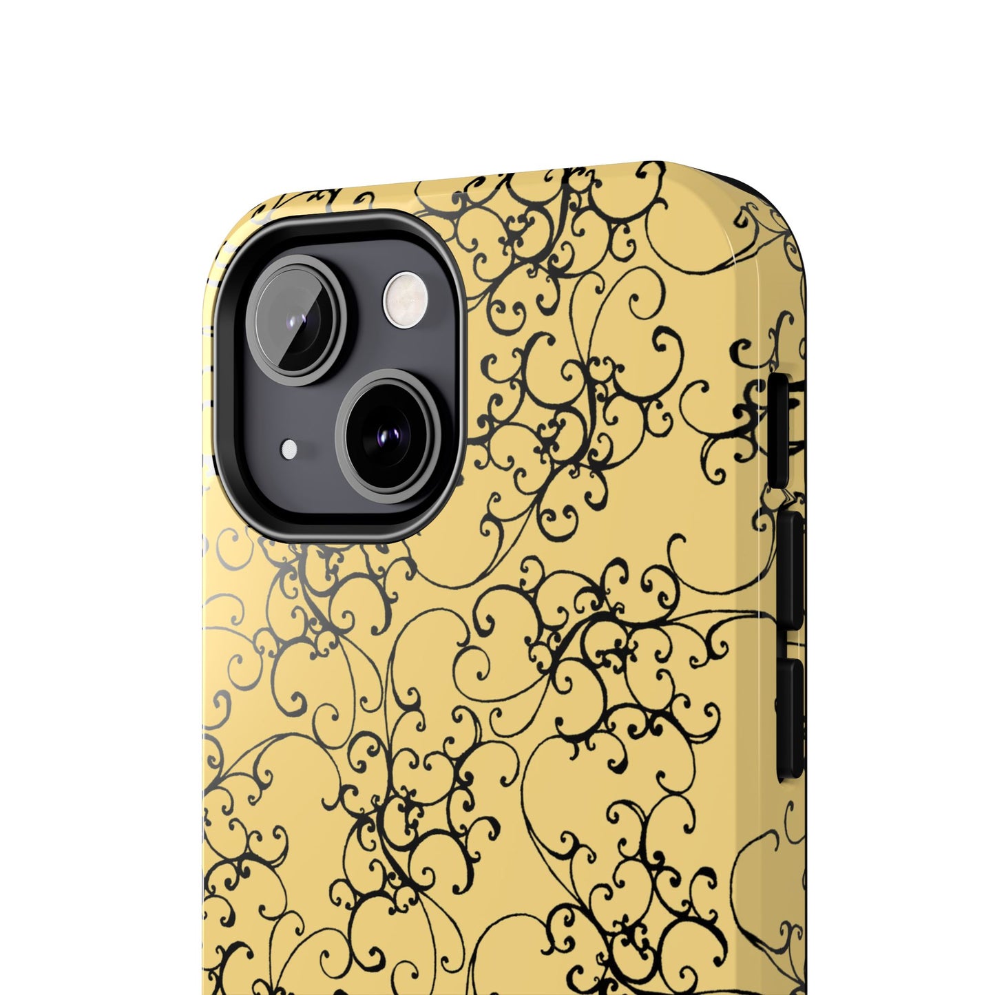 Elegant Scroll Yellow / Black Phone Case