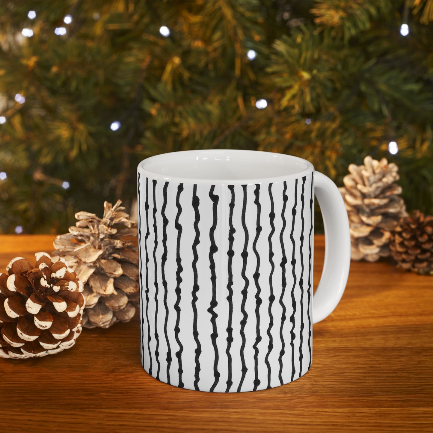 Faux Seersucker White / Black Cup
