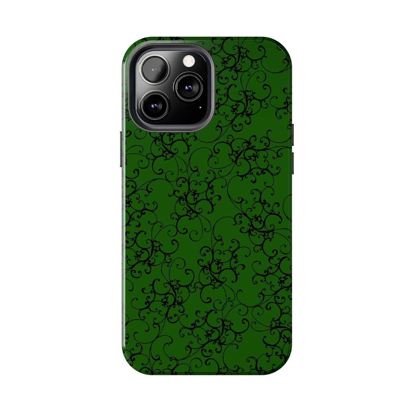Elegant Scroll Dark Green / Black Phone Case