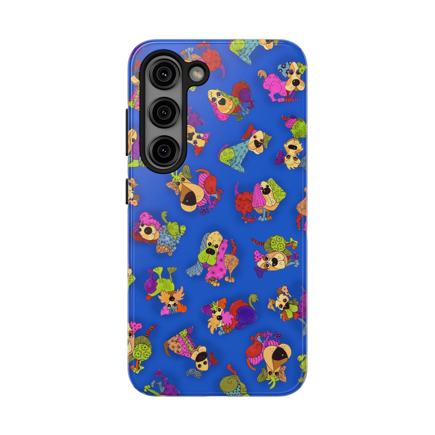 Tossed Happy Dogs Blue Phone Case