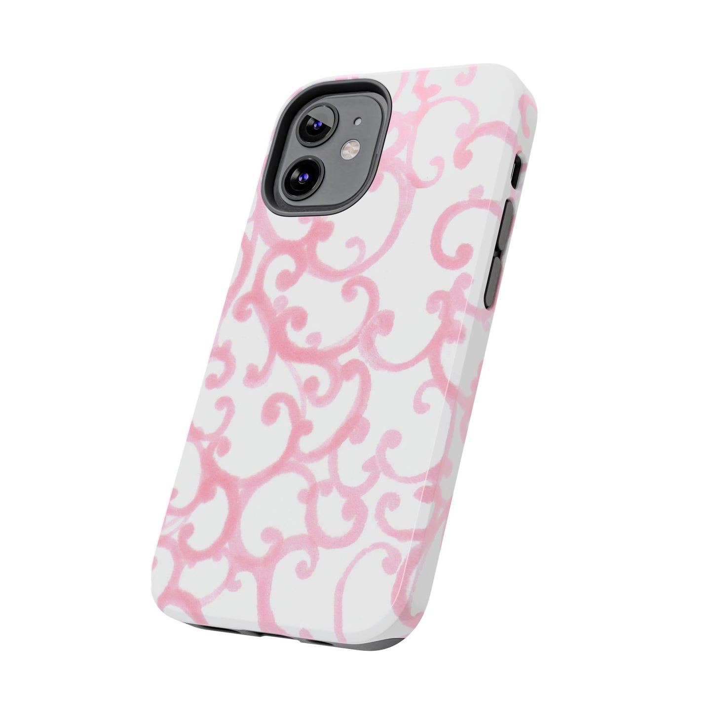Scrollie White / Pink Phone Case