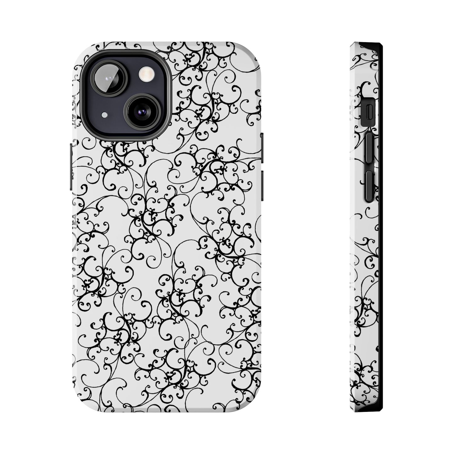 Elegant Scroll White / Black Phone Case