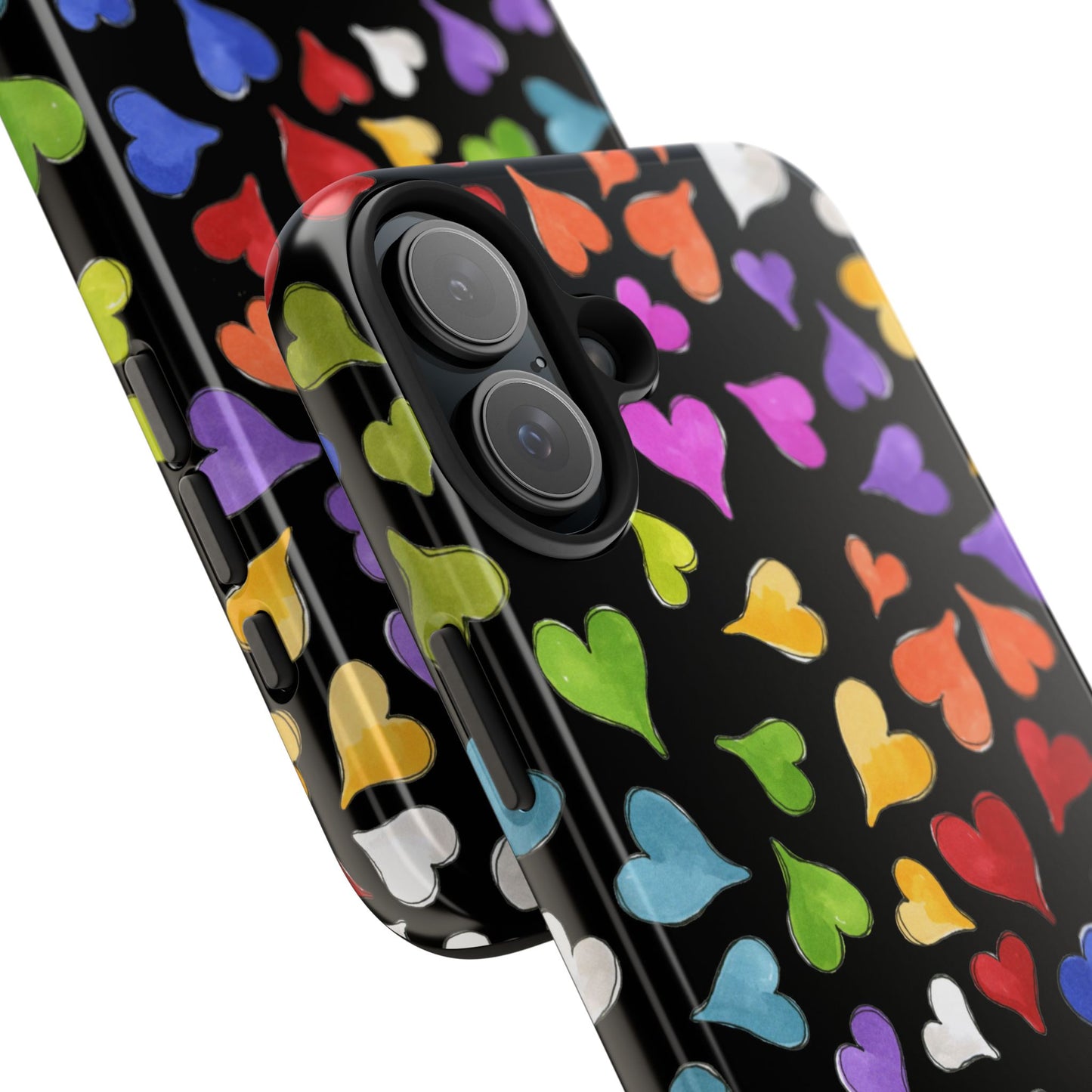 Happy Hearts Black Phone Case