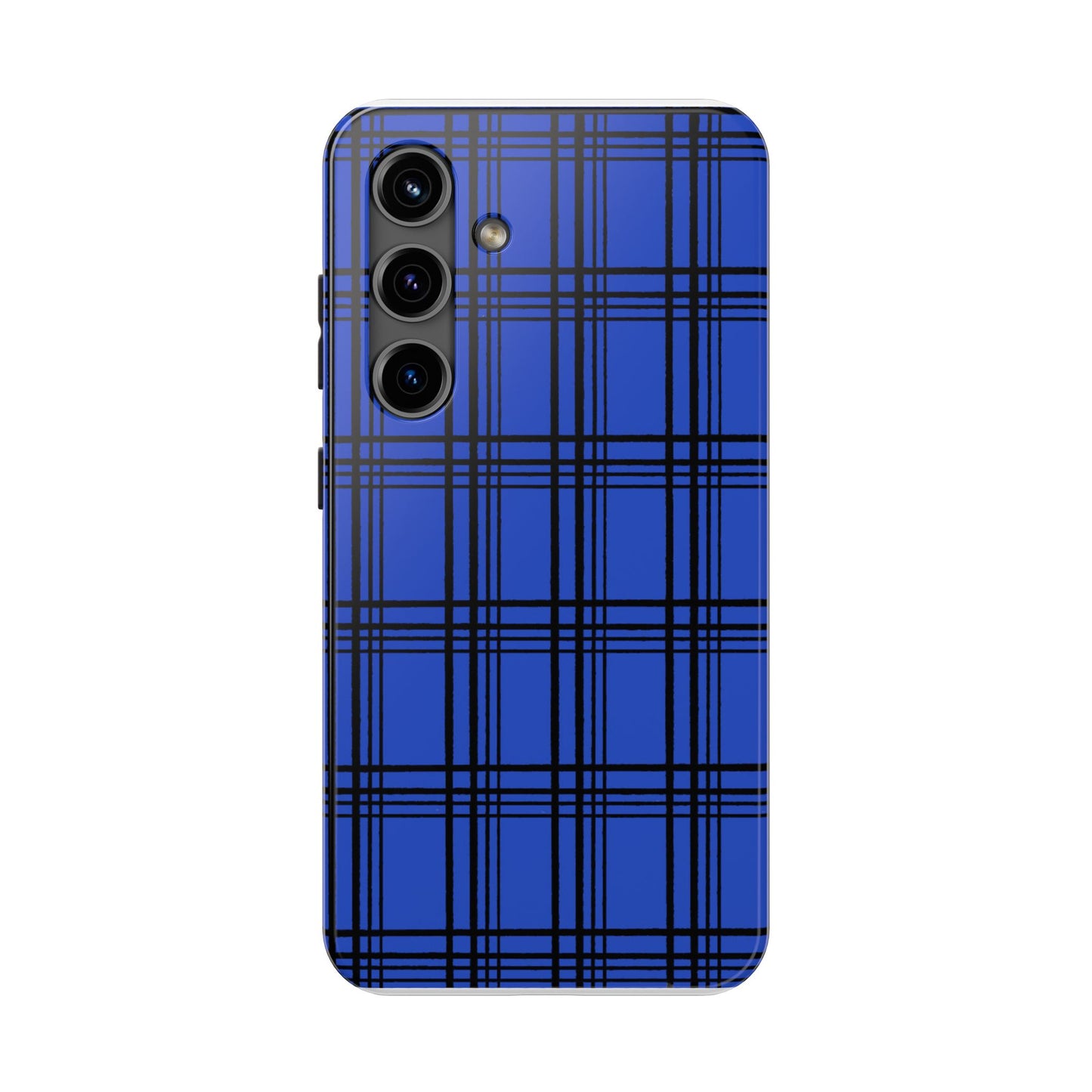 Glad Plaid Blue / Black Phone Case