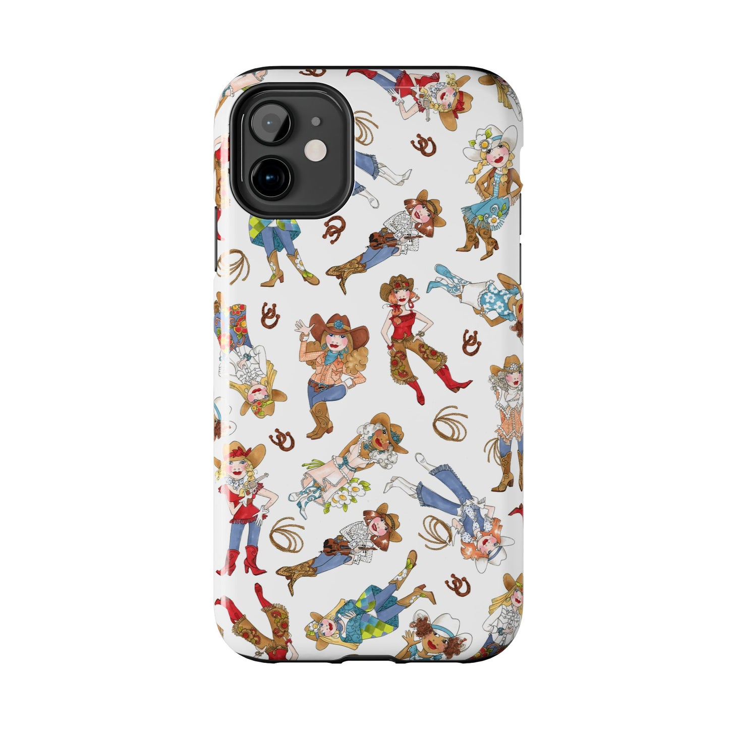 Tossed Cowgirls White Phone Case