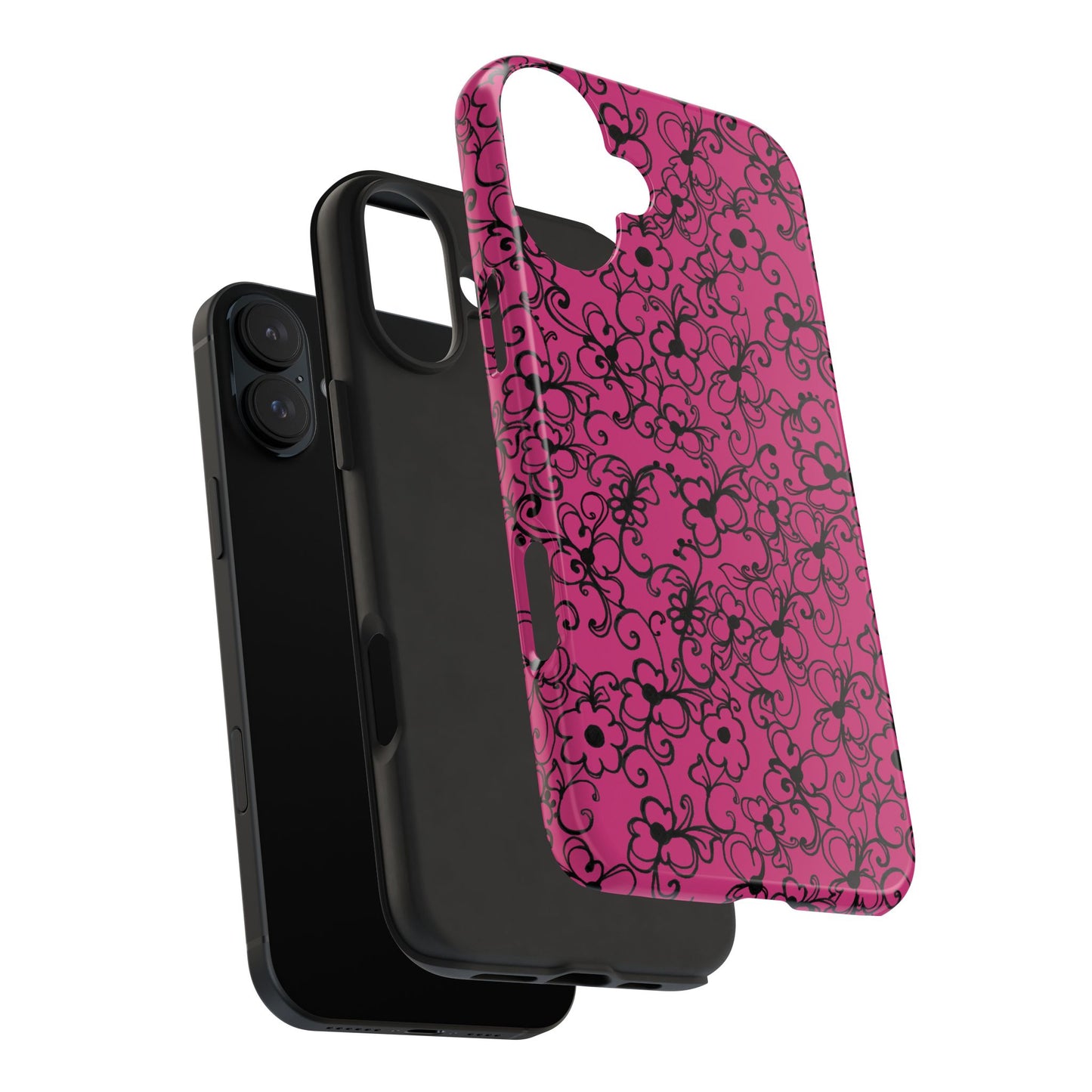 Daisy Jungle Pink / Black Phone Case