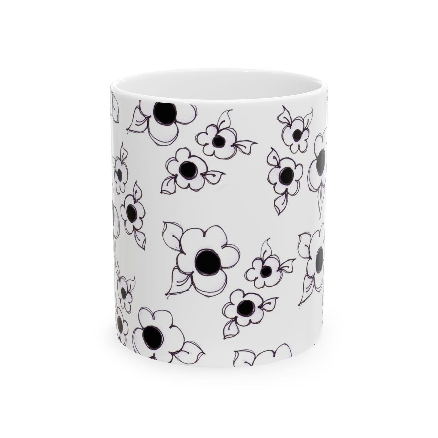 Daisy Cluster White / Black Cup