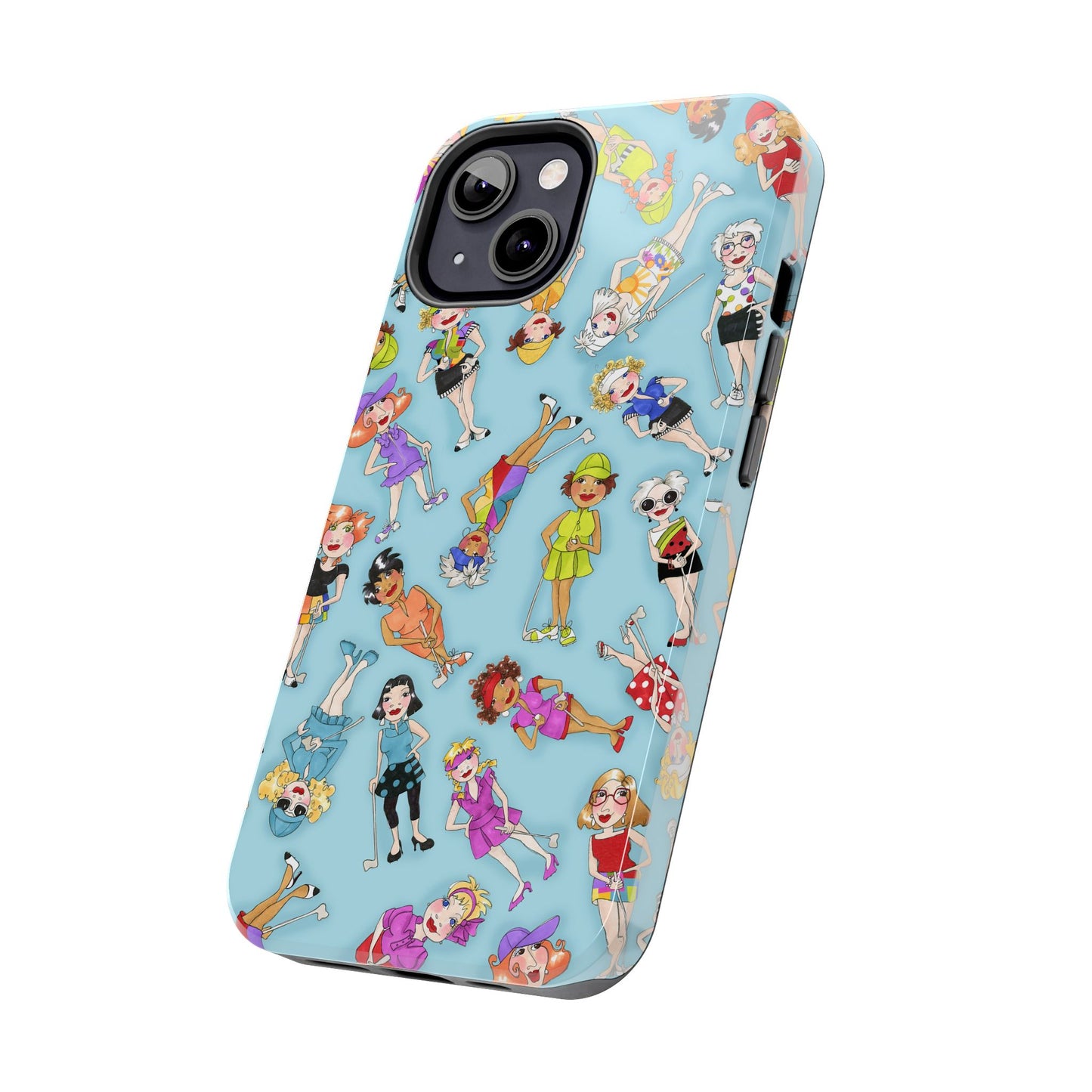 Tossed Golfer Girls Turquoise Phone Case