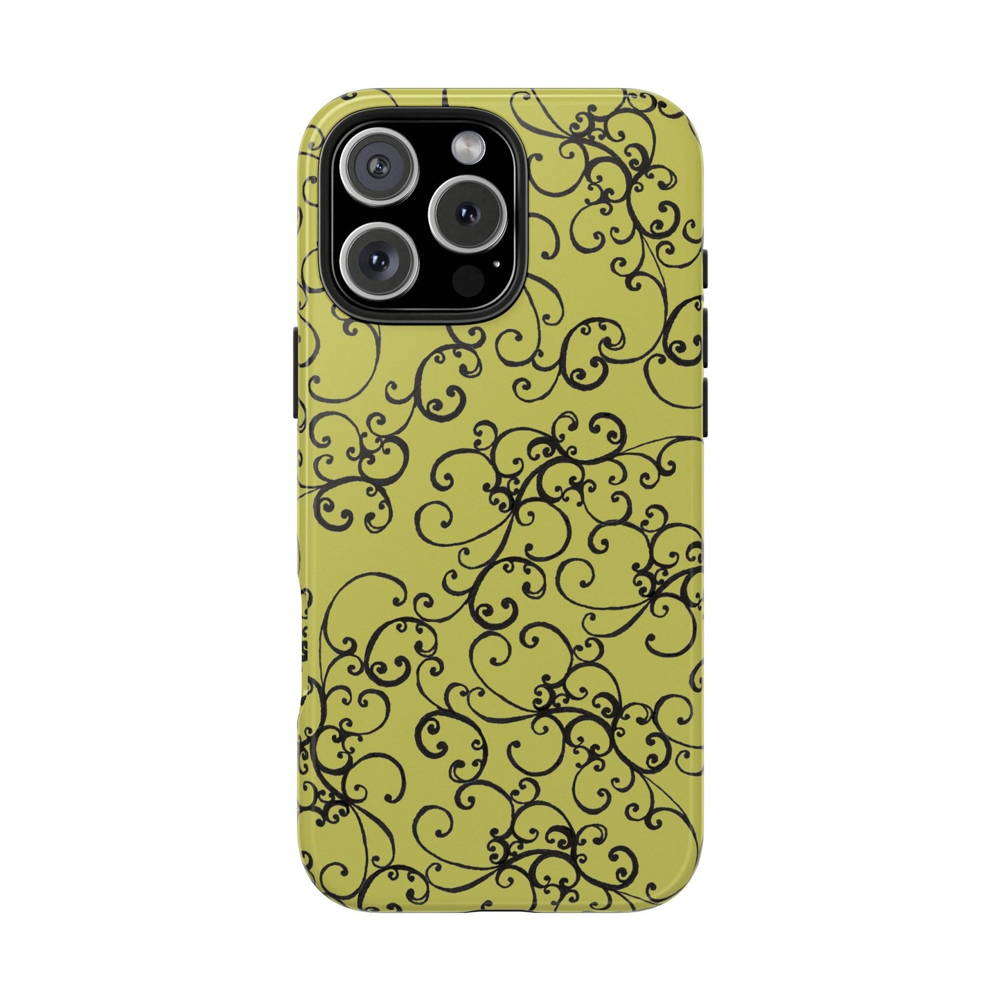 Elegant Scroll Green / Black Phone Case