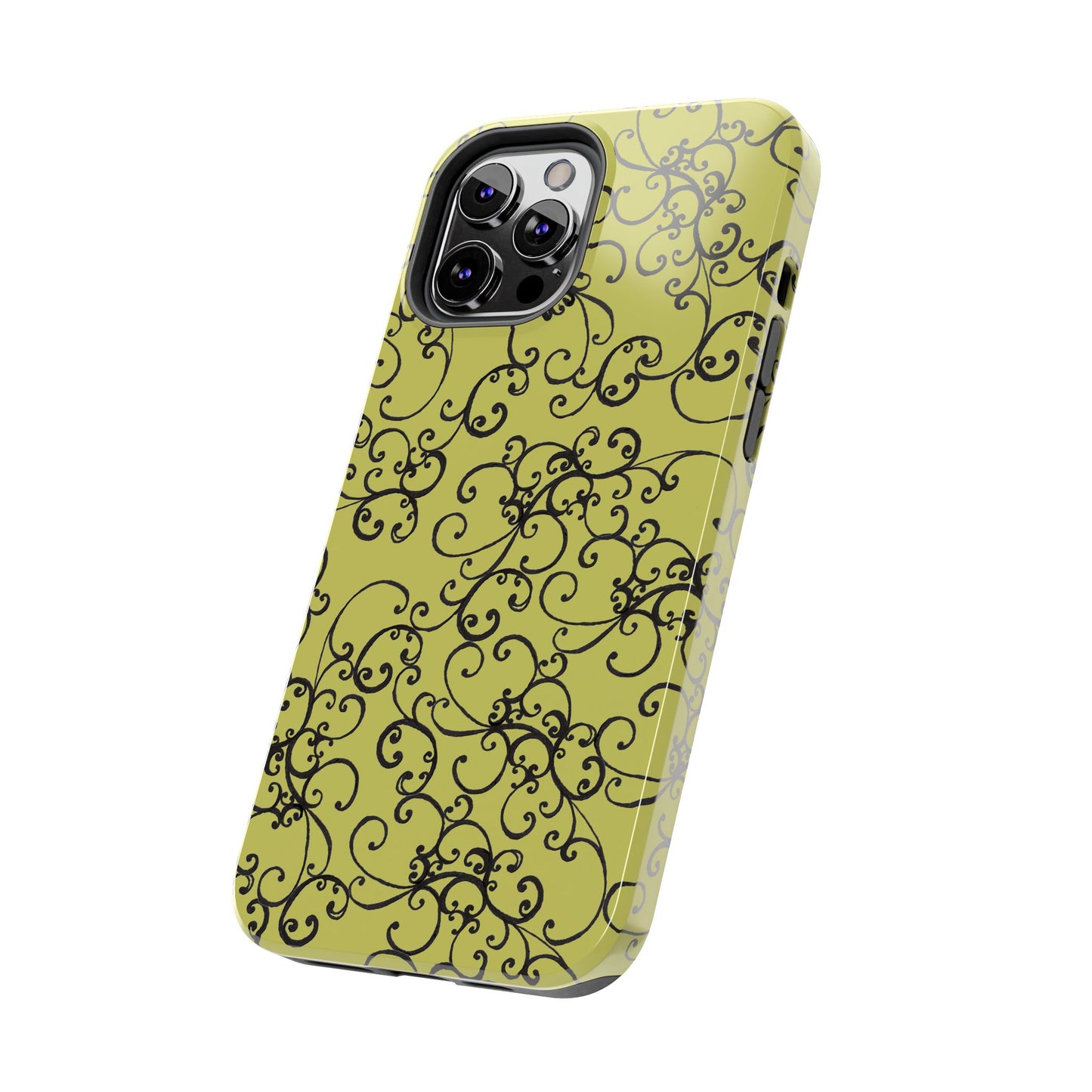 Elegant Scroll Green / Black Phone Case
