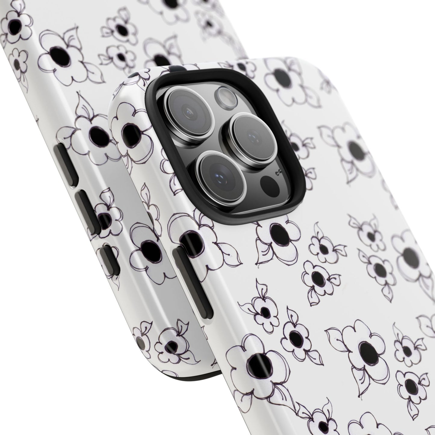 Daisy Cluster White / Black Phone Case