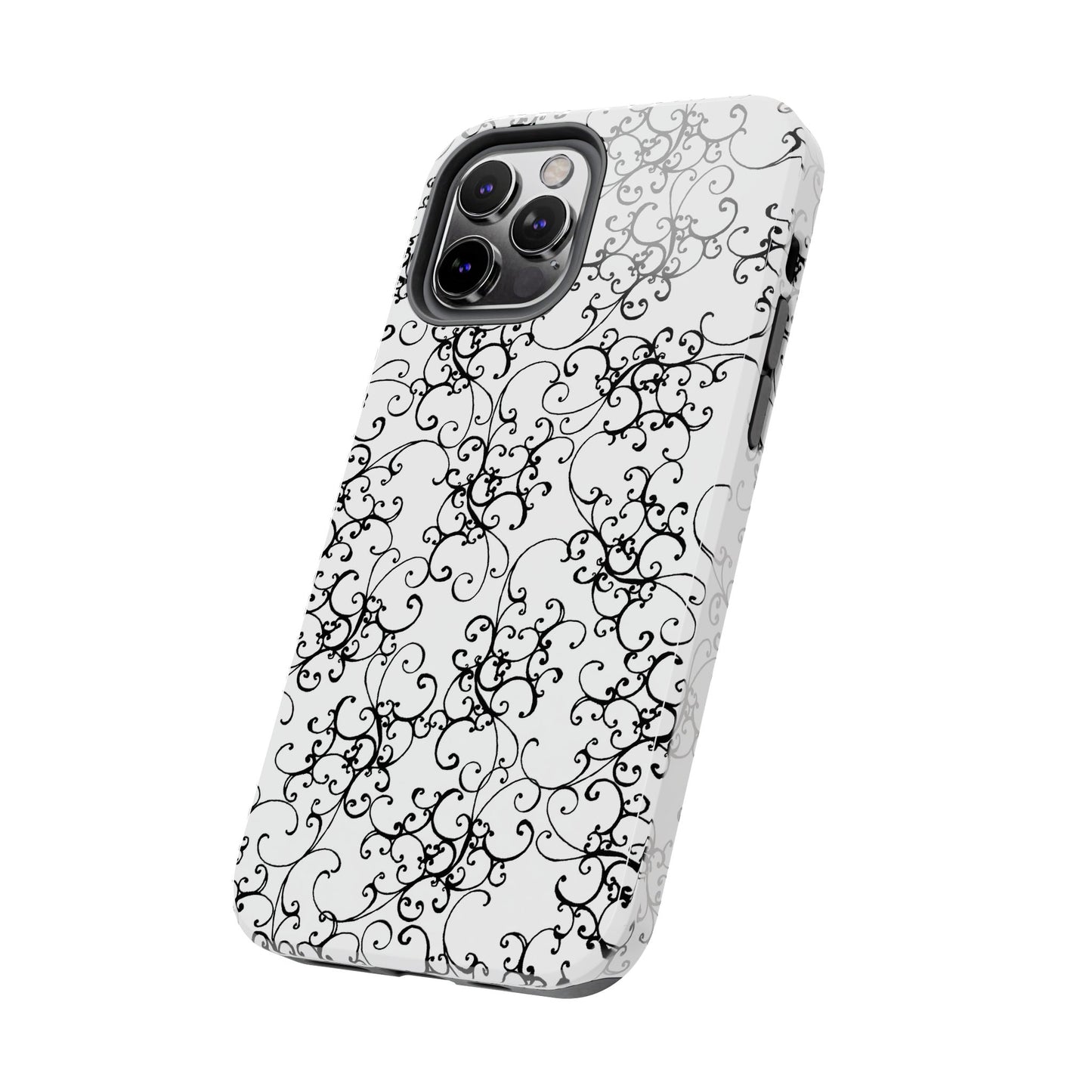 Elegant Scroll White / Black Phone Case