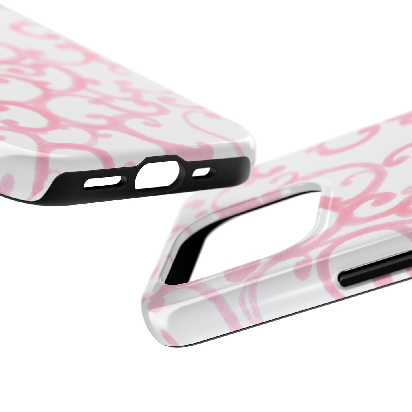 Scrollie White / Pink Phone Case
