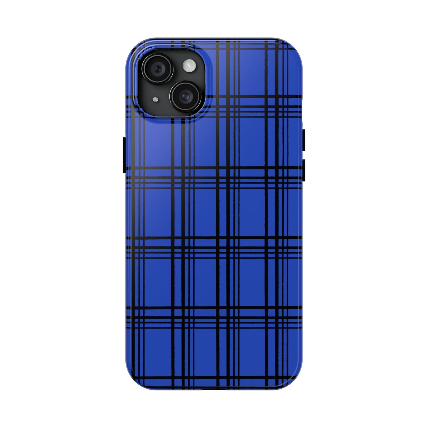 Glad Plaid Blue / Black Phone Case