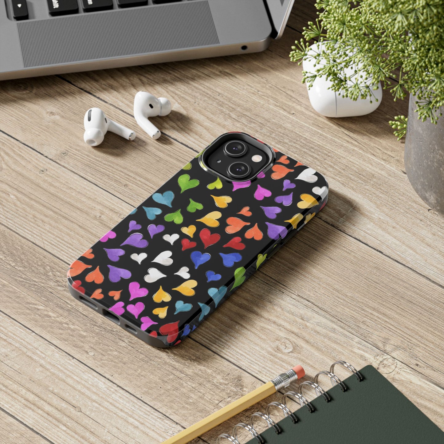 Happy Hearts Black Phone Case