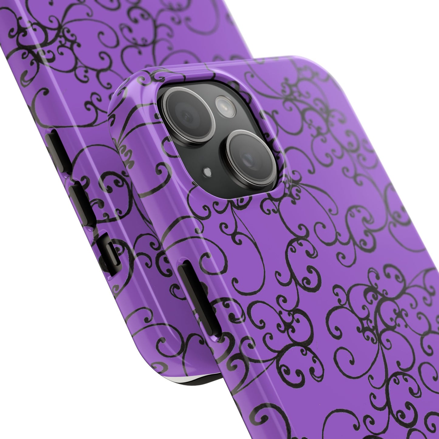 Elegant Scroll Purple / Black Phone Case