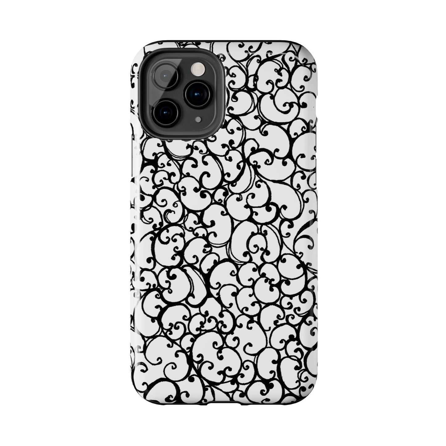Scrollie White / Black Phone Case