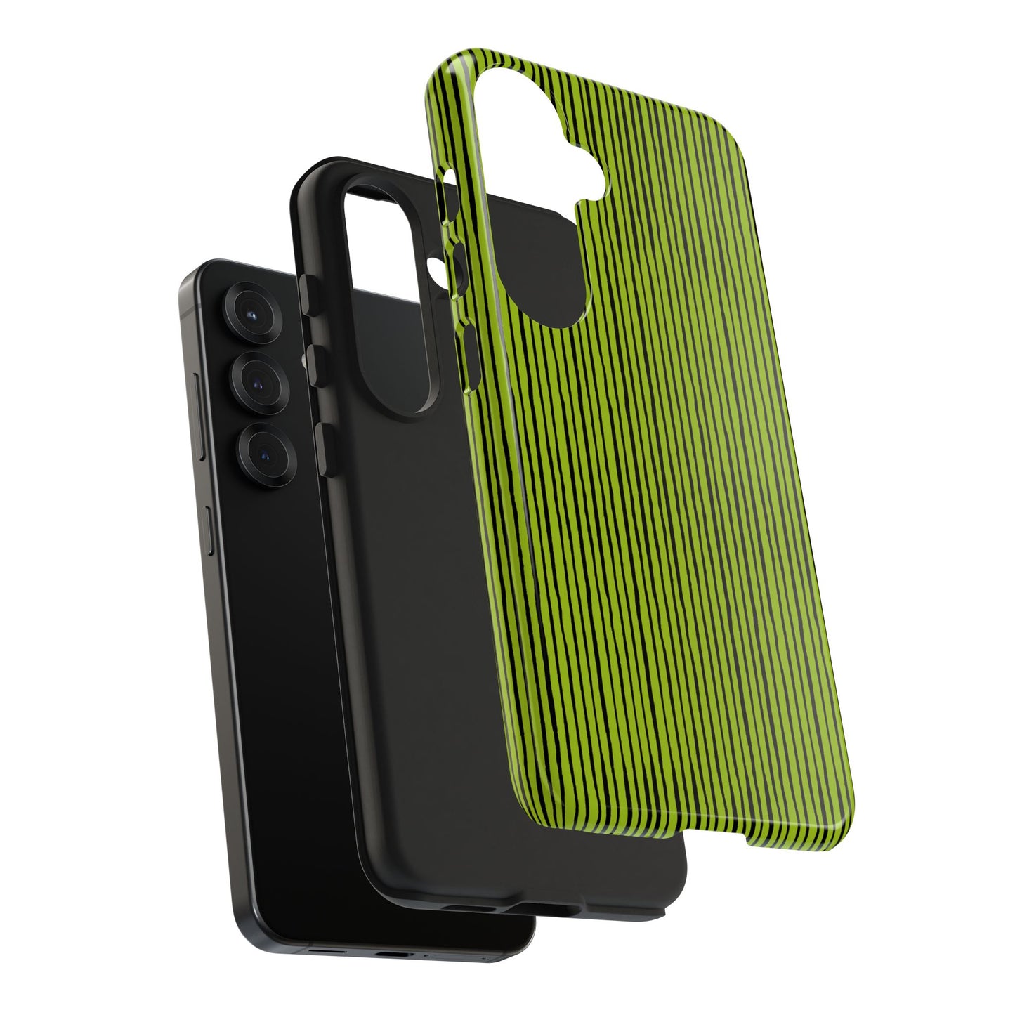 Quirky Pin Stripe Green / Black Phone Case